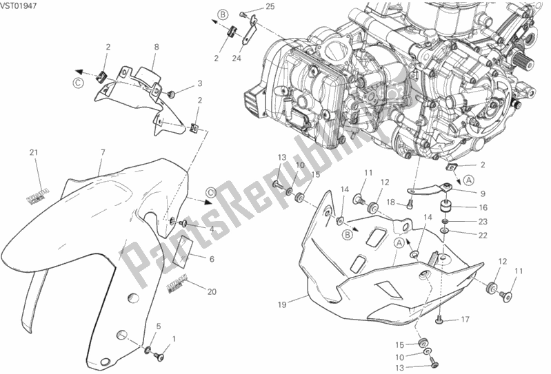Todas las partes para 34b - Carenado de Ducati Multistrada 950 S SW Thailand 2020